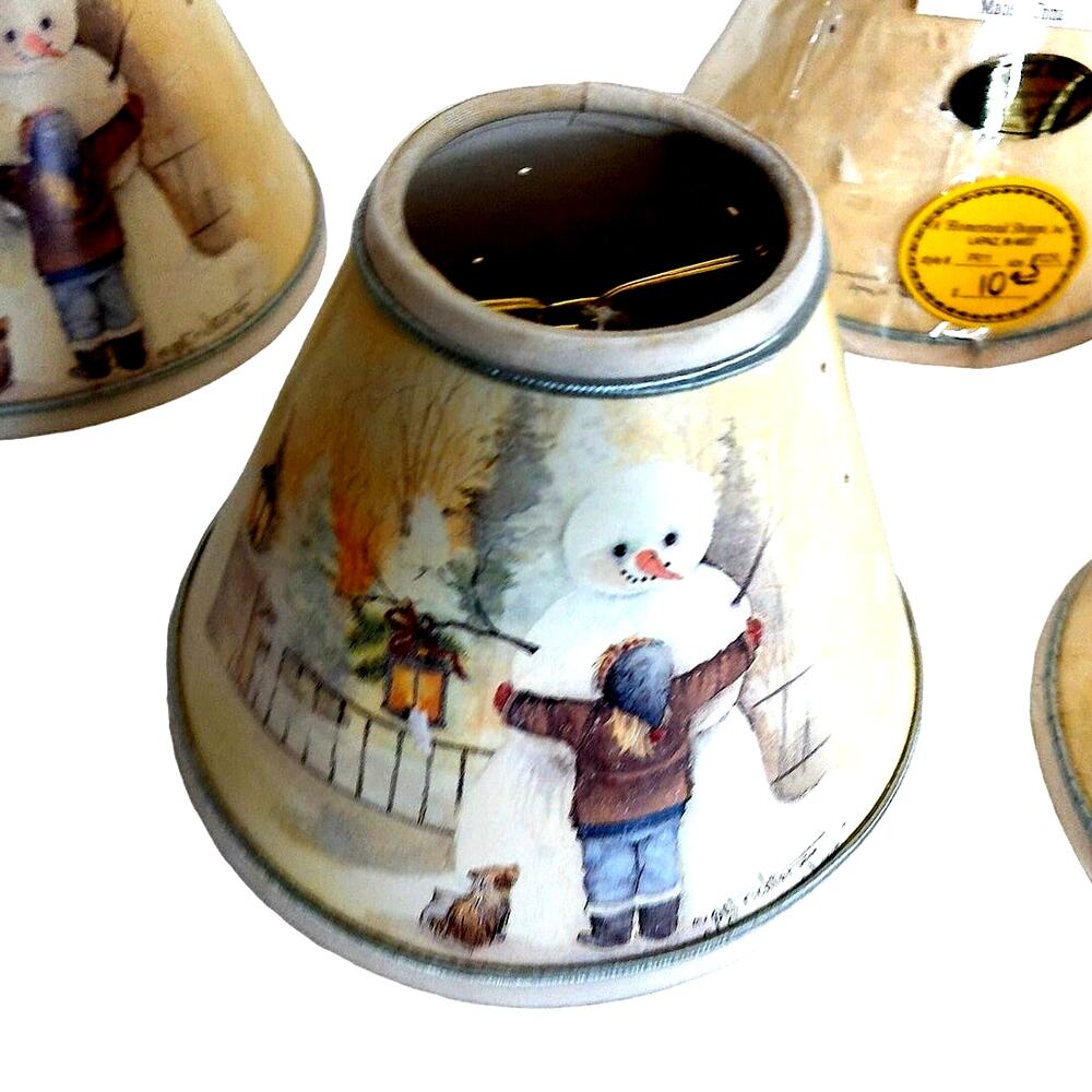 Vtg Pat Richter Homestead Shoppe Snowman Lampshade 5x3 Holiday Winter Christmas